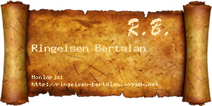 Ringeisen Bertalan névjegykártya